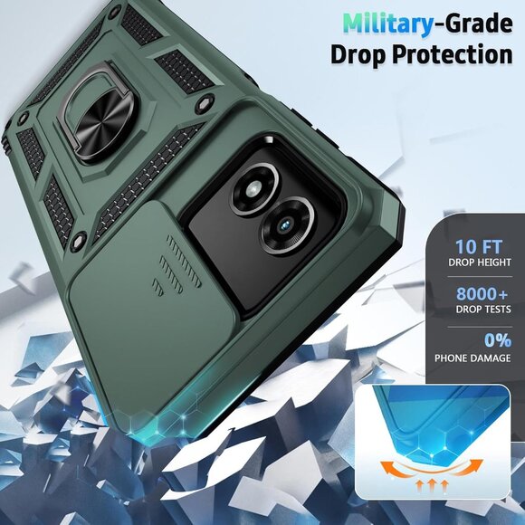 Moto G Play 2024 Military Grade Phone Case with Lens Cover Army Green NEW - Picture 4 of 7
